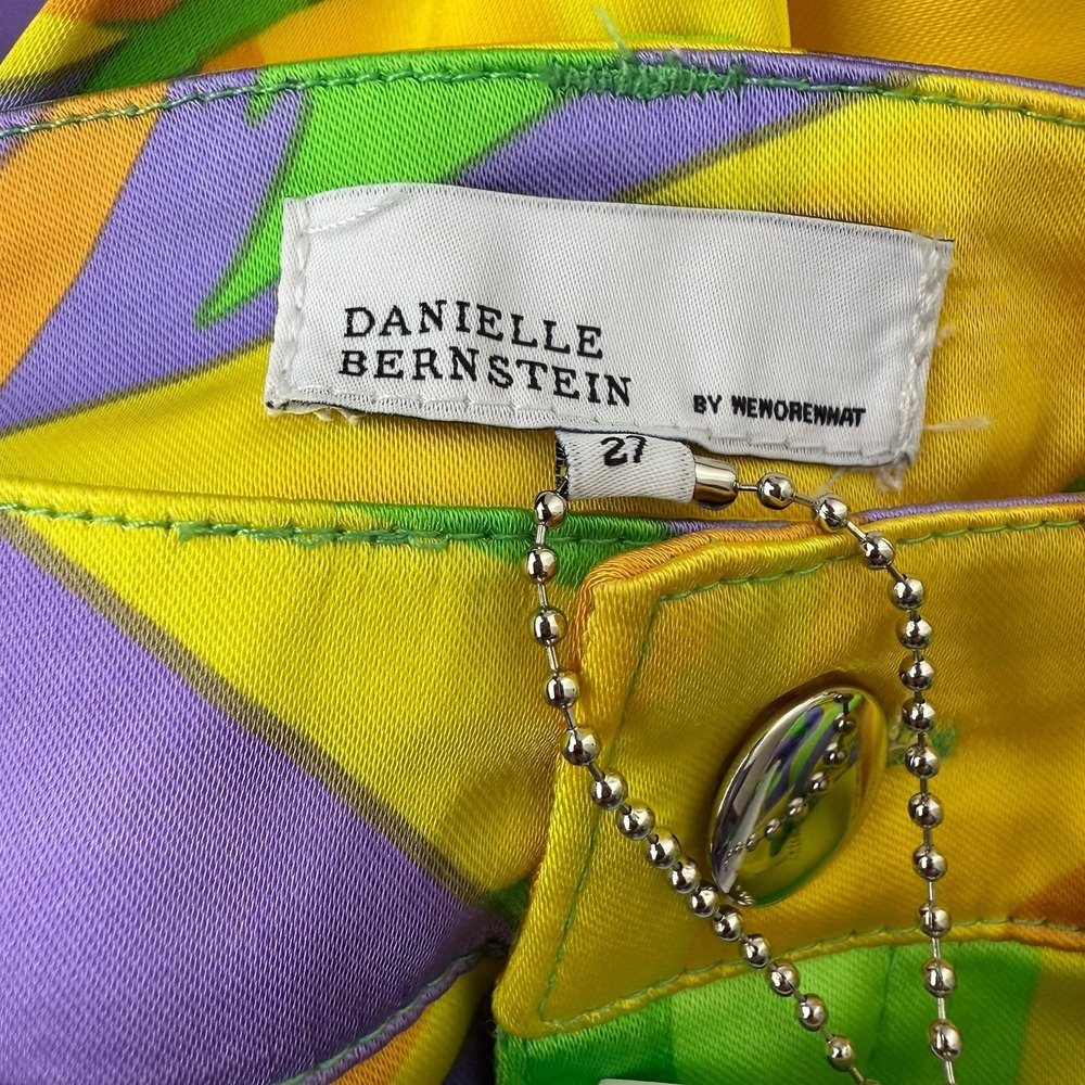 DANIELLE BERNSTEIN Womens‎ Satin Pants Sz 27 NWT Retro Butterfly Mardi Gras - Picture 9 of 12